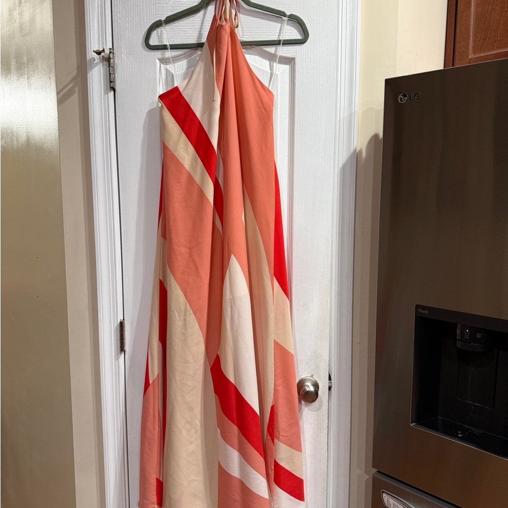 Apricot Lane Red and Cream Halter Dress